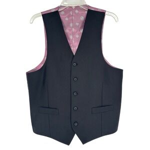 Sean John Black Tailored Vest Y2K Hip Hop Waistcoat with Pink Crown Lining 42R